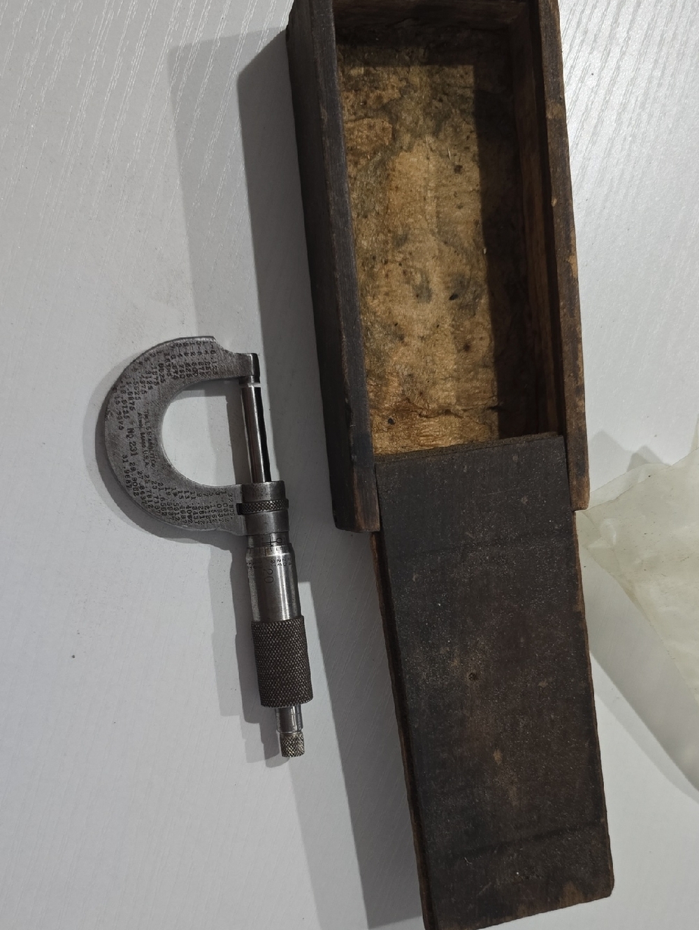 L.S. Starrett Co. No. 231 Outside Micrometer, In Sliding Box USED.